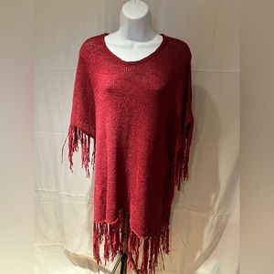 Ladies Burgundy Poncho